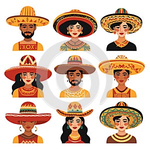 Traditional Mexican Men and Women Headshots AI Generated