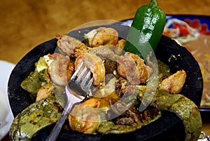 Traditional Mexican Molcajete Supreme Dish