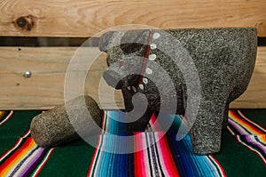 Traditional mexican molcajete and tejolote