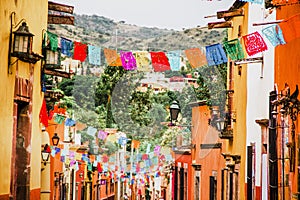 Traditional mexican paper for decoration in streets in Mexico photo