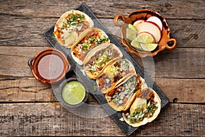 Mexican pork tacos called Al pastor photo