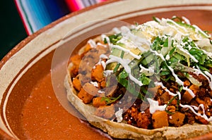 Traditional mexican sope with chorizo