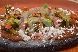 Traditional mexican sope with nopales