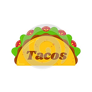 Traditional mexican tacos food truck sign logo