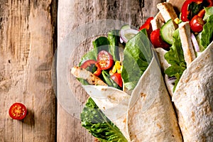 Traditional mexican tortila wrap with pork meat