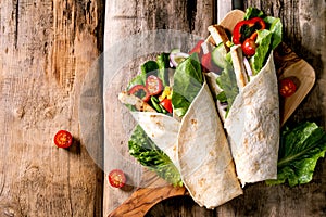 Traditional mexican tortila wrap with pork meat