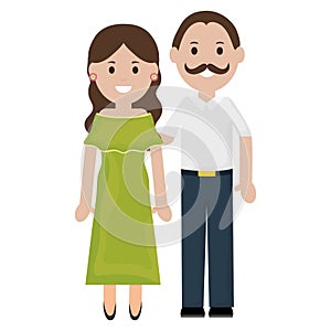 Traditional mexicans couple characters