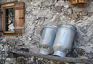 Traditional milk cans from the alps