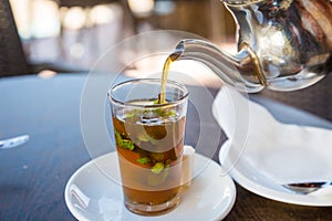 Traditional mint tea, also known as Berber whiskey, Morocco