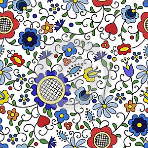 Traditional, modern Polish folk seamless pattern vector