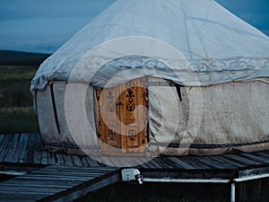 Traditional mongolian dwelling yurt sunlight nature Fresh air