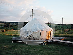 Traditional mongolian dwelling yurt sunlight nature Fresh air