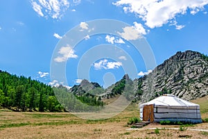 Traditional Mongolian yurt called a ger in tourist camp