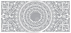 Traditional Morocan carved frame or border vector design - arabic pattern with flowers, leaves and swirls perfect for greeting car