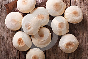 Traditional Moroccan batbout small bread close-up. Horizontal to