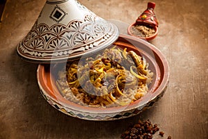 Traditional moroccan chicken tajine