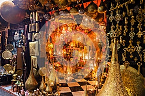 Traditional moroccan lamps on market in Fes, Morocco