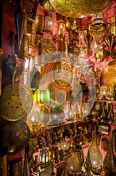 Traditional moroccan lamps on market in Fes, Morocco