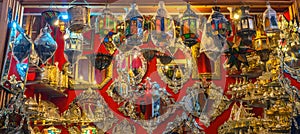 Traditional moroccan lamps on market in Fes, Morocco