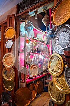 Traditional moroccan lamps on market in Fes, Morocco