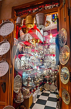 Traditional moroccan lamps on market in Fes, Morocco