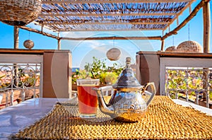 Traditional Moroccan mint tea in Marrakech, Morocco