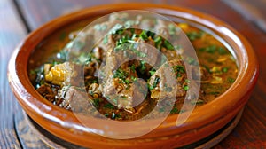 Traditional Moroccan tagine with beef and vegetables