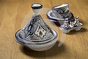 Traditional Moroccan tagine and bowls