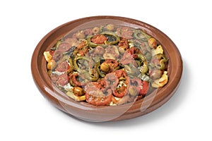 Traditional  Moroccan Tagine with sardines and vegetables