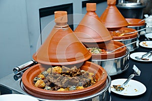 Traditional Moroccan tagine serving .