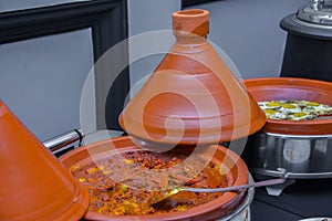 Traditional Moroccan tagine serving .