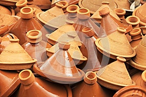 The traditional moroccan tajines - earthenware pot for cooking