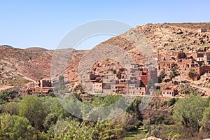 Traditional Moroccan village at the foot of the Atlas Mountains