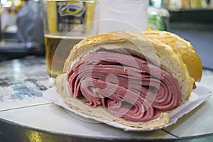 Traditional mortadela sandwich of Sao Paulo, Brazil photo