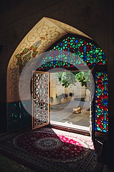 Traditional mosque in Iran city of Shiraz also known as Pink Mosque