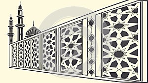 Traditional Mosque Wall with Geometric Patterns, vector design Generative AI