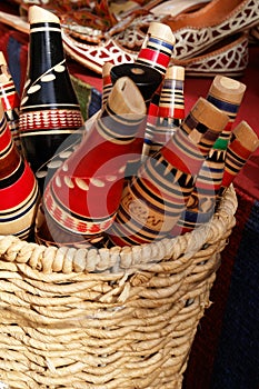 Traditional Mostar reedpipe flutes in basket