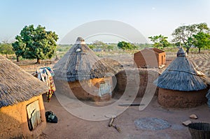 Traditional mud an clay housing of the Tata Somba tribe of nothern Benin and Togo, Africa