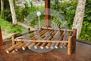 The traditional musical instrument gamelan is made of bamboo on the popular tourist island of Bali photo