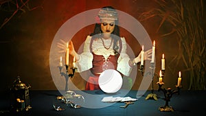 Traditional national pagan fortune telling. Fantasy witch forecaster