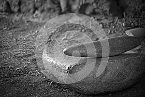 Traditional Native American Mano and a Metate Maize Grinder