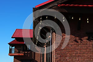 Traditional Nepal house sunny roof bottom