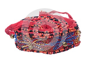 Traditional Nepalese Beaded Belt Macro Isolated