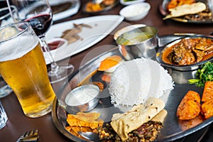 Traditional Nepali thali in restaurant photo