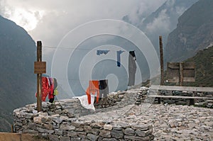 Traditional Nepali Village life. Drying clothes