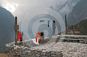 Traditional Nepali Village life. Drying clothes photo