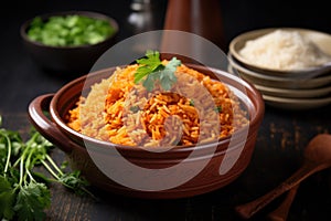traditional nigerian jollof rice in a bowl