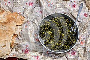 Traditional nomads dish in Zagros mountains.