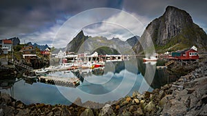 Traditional Norwegian Fishing Harbor of the Island Hamnoy photo