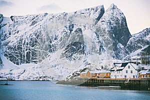 Traditional norwegian wooden house rorbu